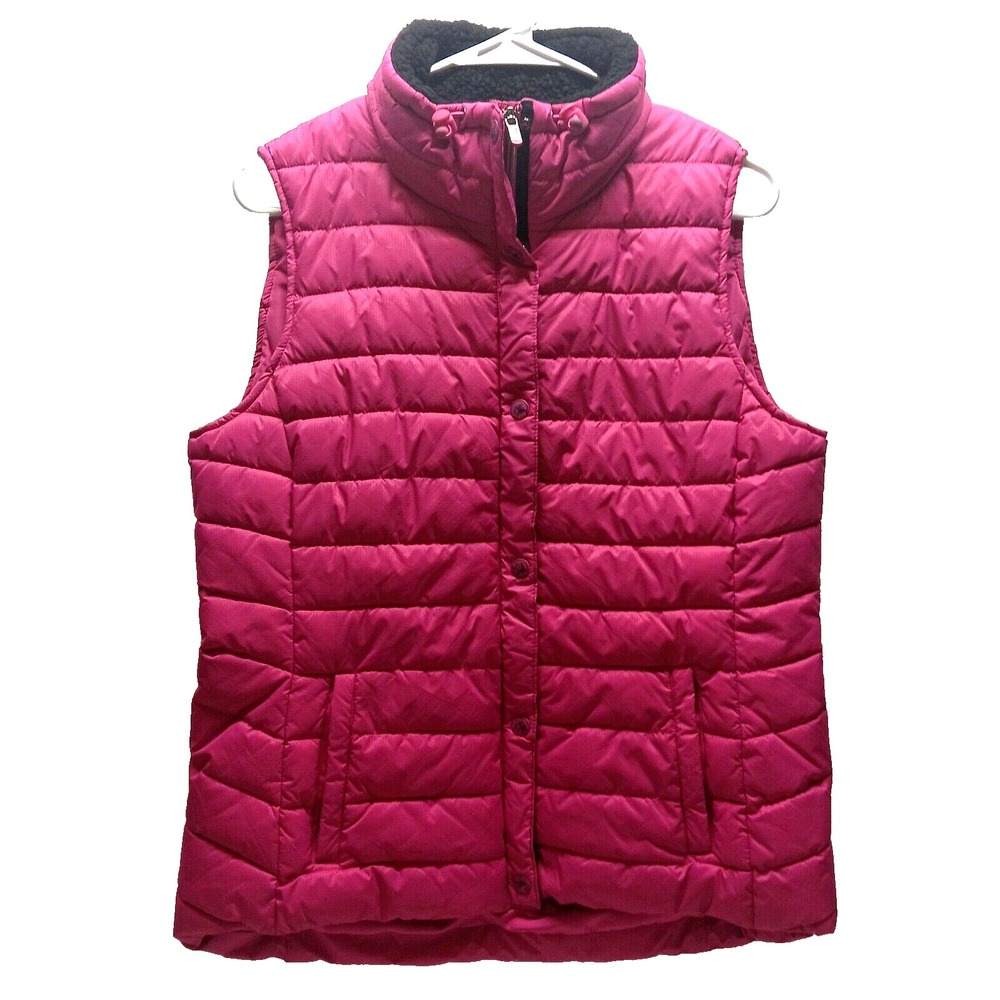 Calvin Klein Performance Puffer Vest Women's Medium Bright Pink Sherpa Collar EC